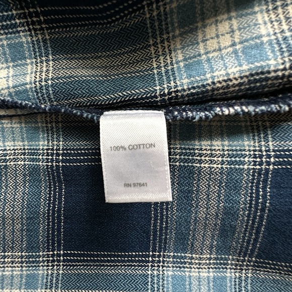 J JILL | NWOT LONG SLEEVE COTTON PLAID TOP BUTTON BACK NAVY BLUE WHITE SIZE: 1X - Picture 12 of 15